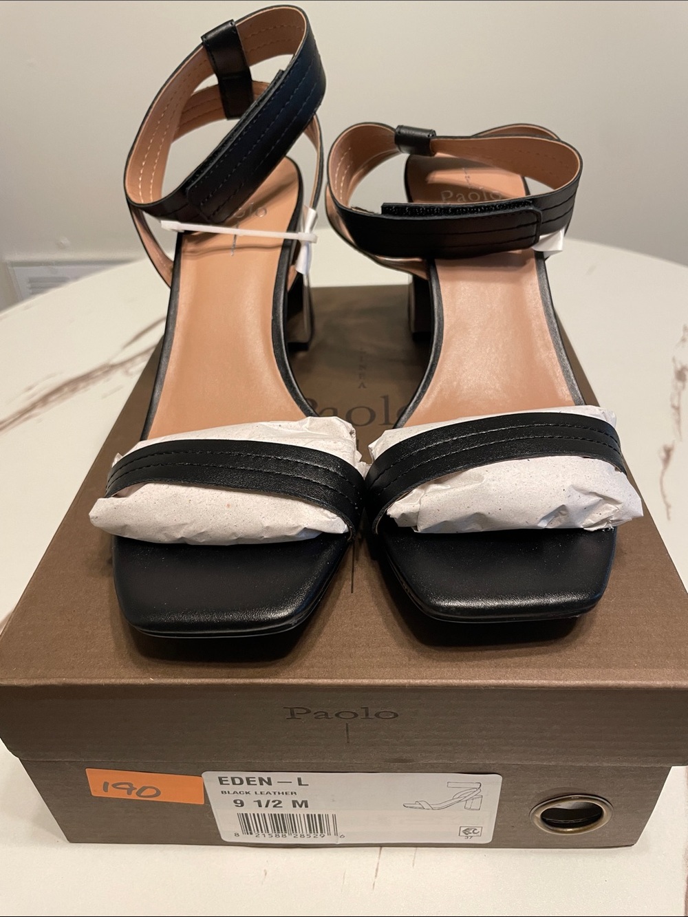 PAOLO Eden Gorgeous Black Leather High Elegant Heel shoes. New in Box Sz 9 1/2